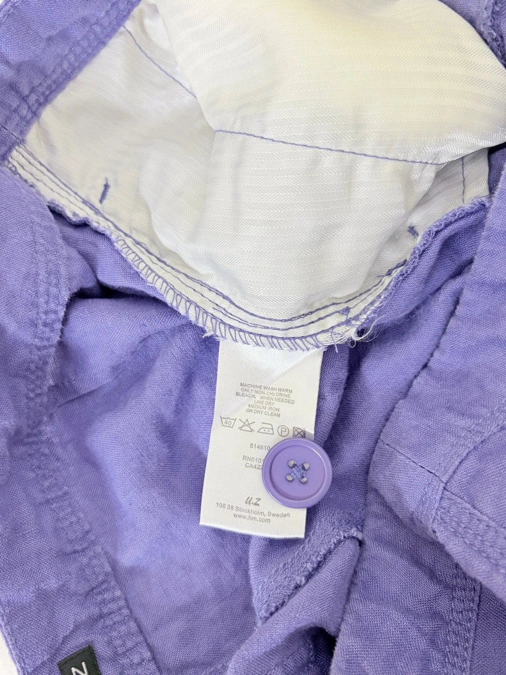 H&M U&Z Linen Pants Size 34 US 2 Purple Low Rise Wide Leg Y2K Boho Coastal